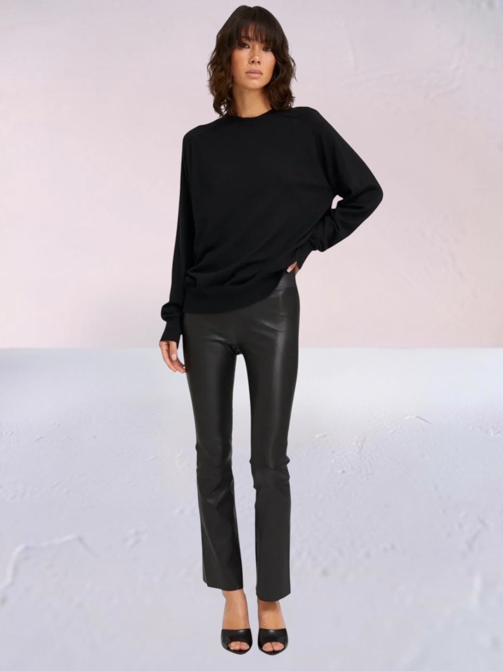 New! SPRWMN LOS ANGELES Leather Ankle Flare Pants Size Small
